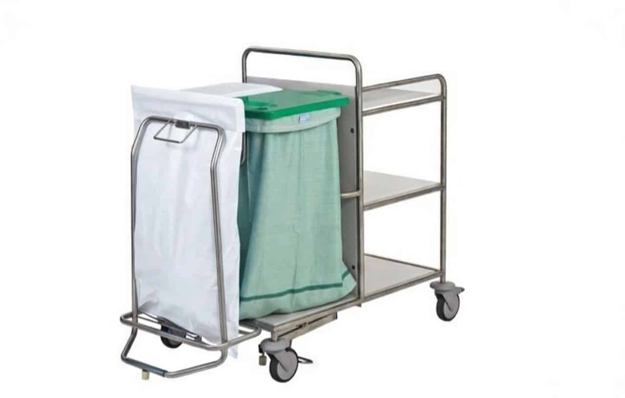 Een inzamelkar voor verzorgingshuizen en ziekenhuizen voor incontinentiemateriaal.